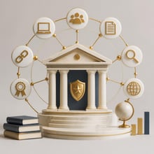 A diagram showing a central icon gaining authority through a network of connections, illustrating the concept of entity