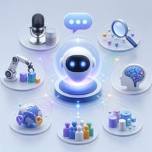 A conceptual graphic with company logos representing the key players in conversational search technology.