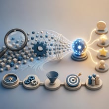 A graphic illustrating the strategic shift from SEO, represented by a gear, to AEO, represented by a brain icon.